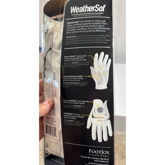 FootJoy WeatherSof Golf Glove Mens Right Large White Black - Picture 4 of 6
